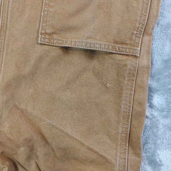 VTG Carhartt Double knee B136 leather patch utililty workwear pants mens 30x32 - Picture 3 of 8